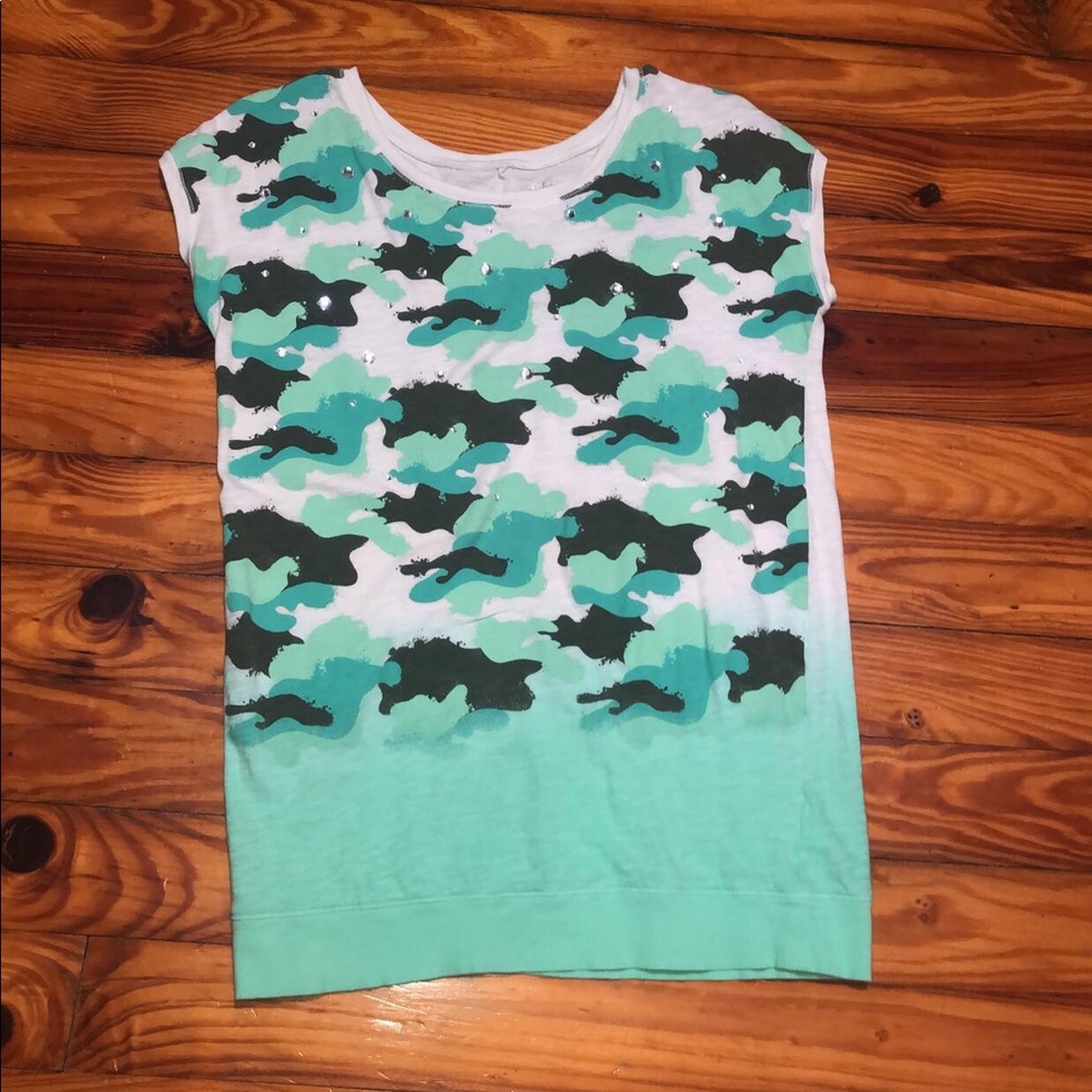 Justice little girls long short sleeve shirt camo